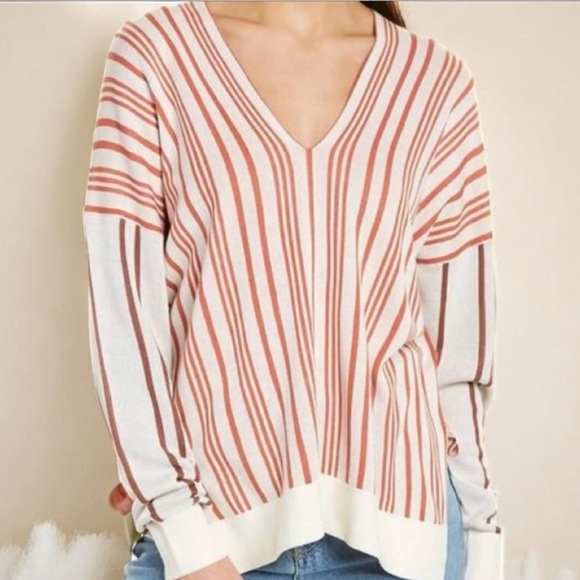 Club Monaco Birdseye Stripe V-Neck Sweater - Picture 7 of 11